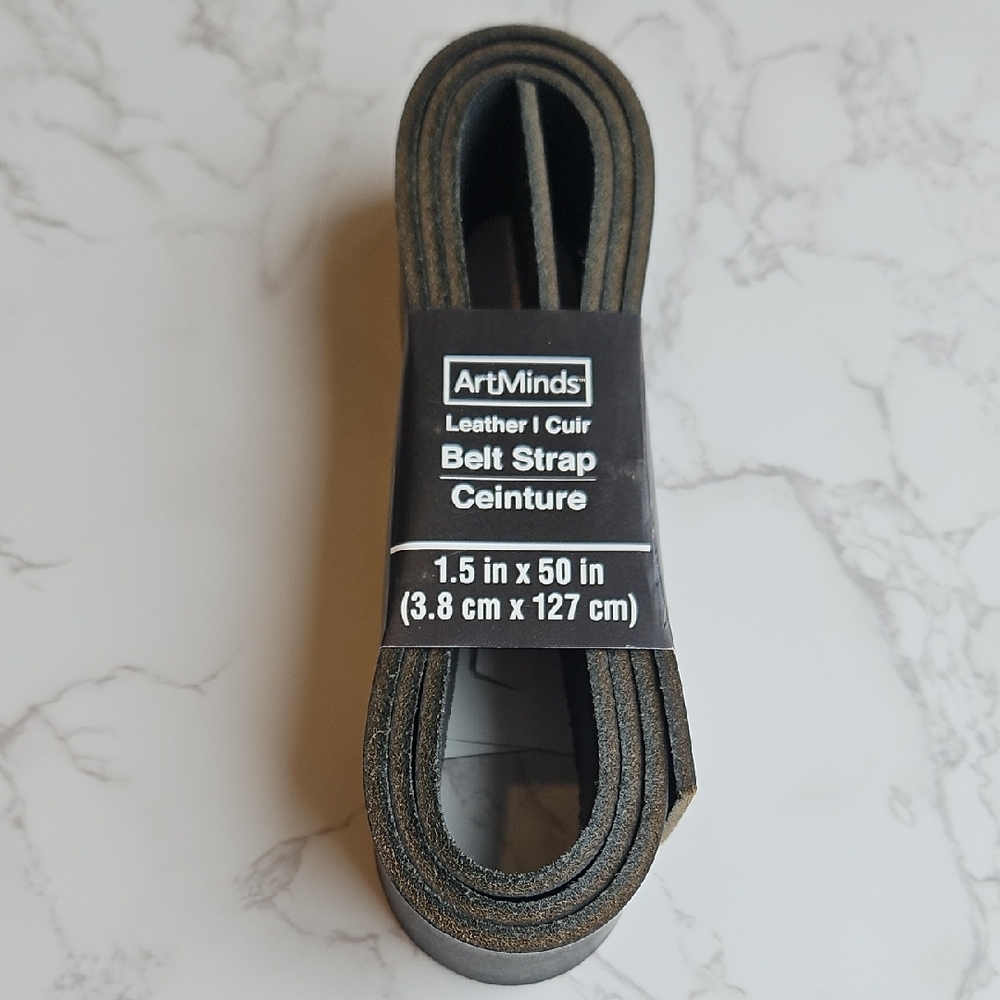 ArtMinds Black Leather Belt Strap 1.5 in x 50 In NWT